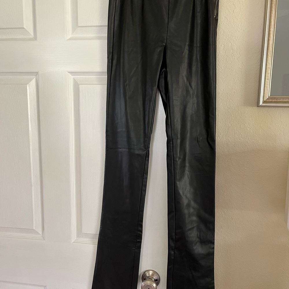 Zara Sleek Black Leather Outerwear